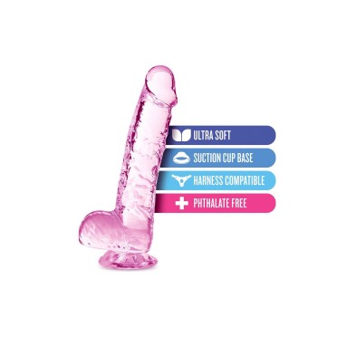 NATURALLY YOURS  6" CRYSTALLINE DILDO  ROSE